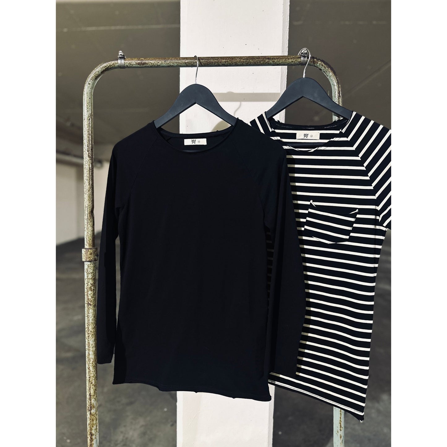 Black Raw Neck Long Sleeve