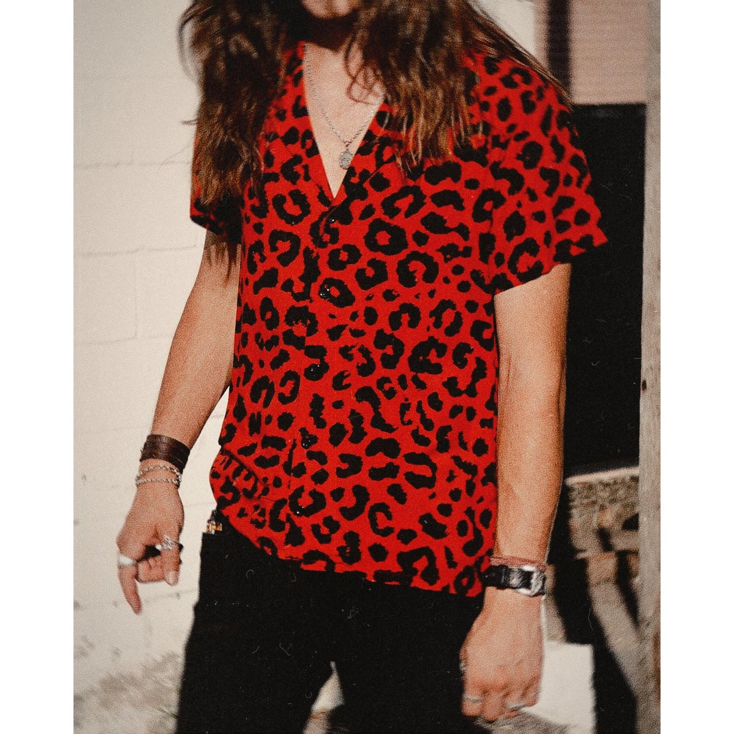 Red Cheetah Button-Up