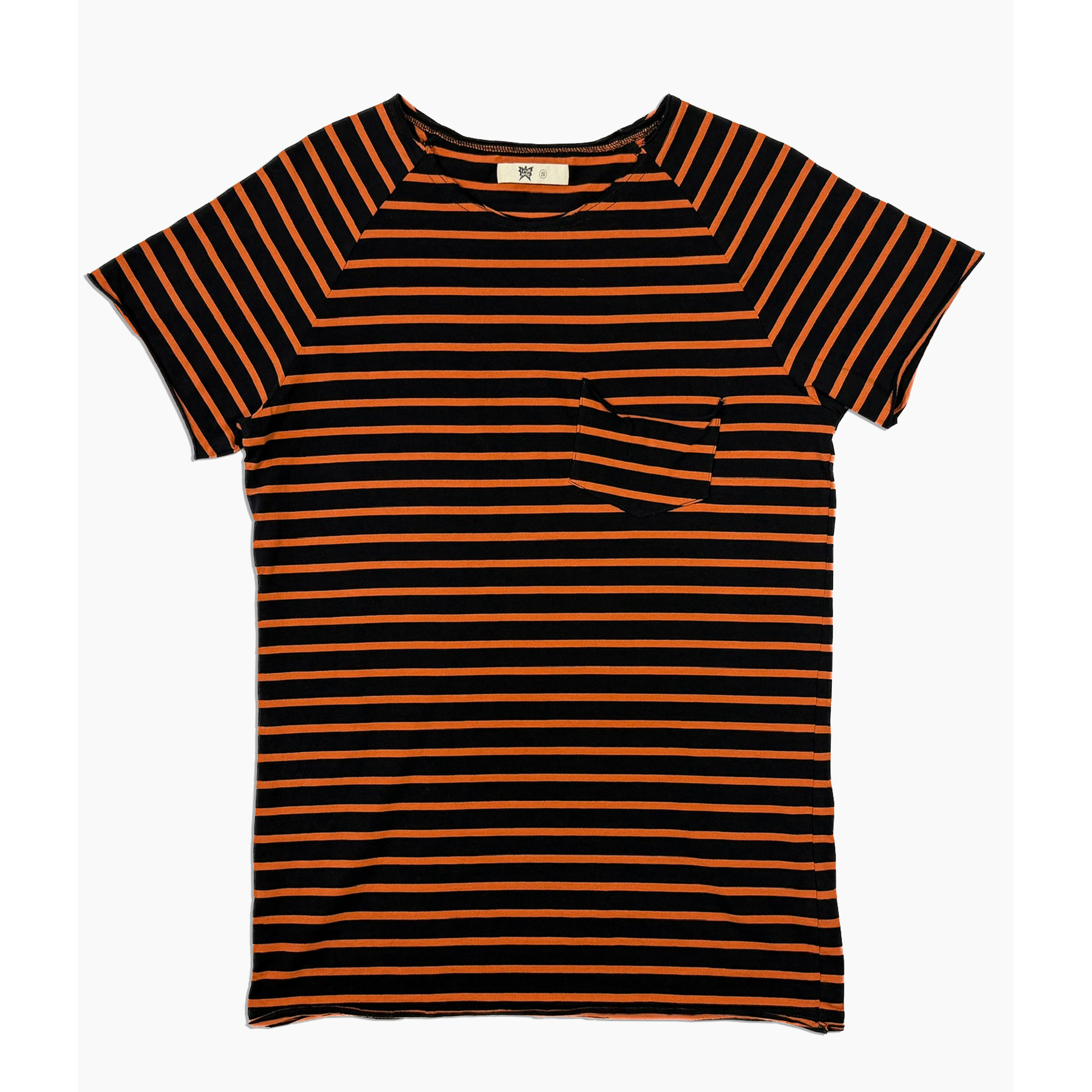 Orange Pugsley Striped Raw Neck Tee | Future Monsters Orange Pugsley Striped Raw Neck Tee | Future Monsters