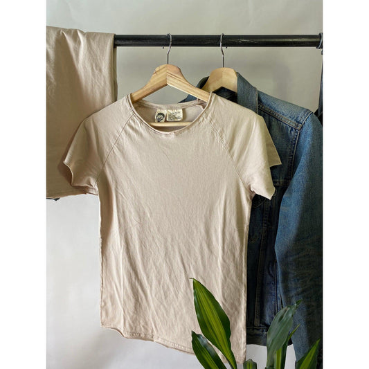Beige Raw Neck