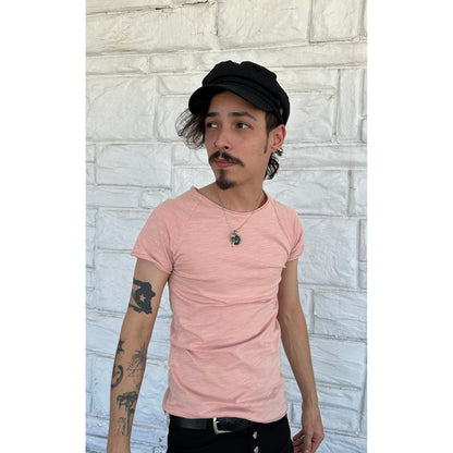 Pink Slub Raw Neck