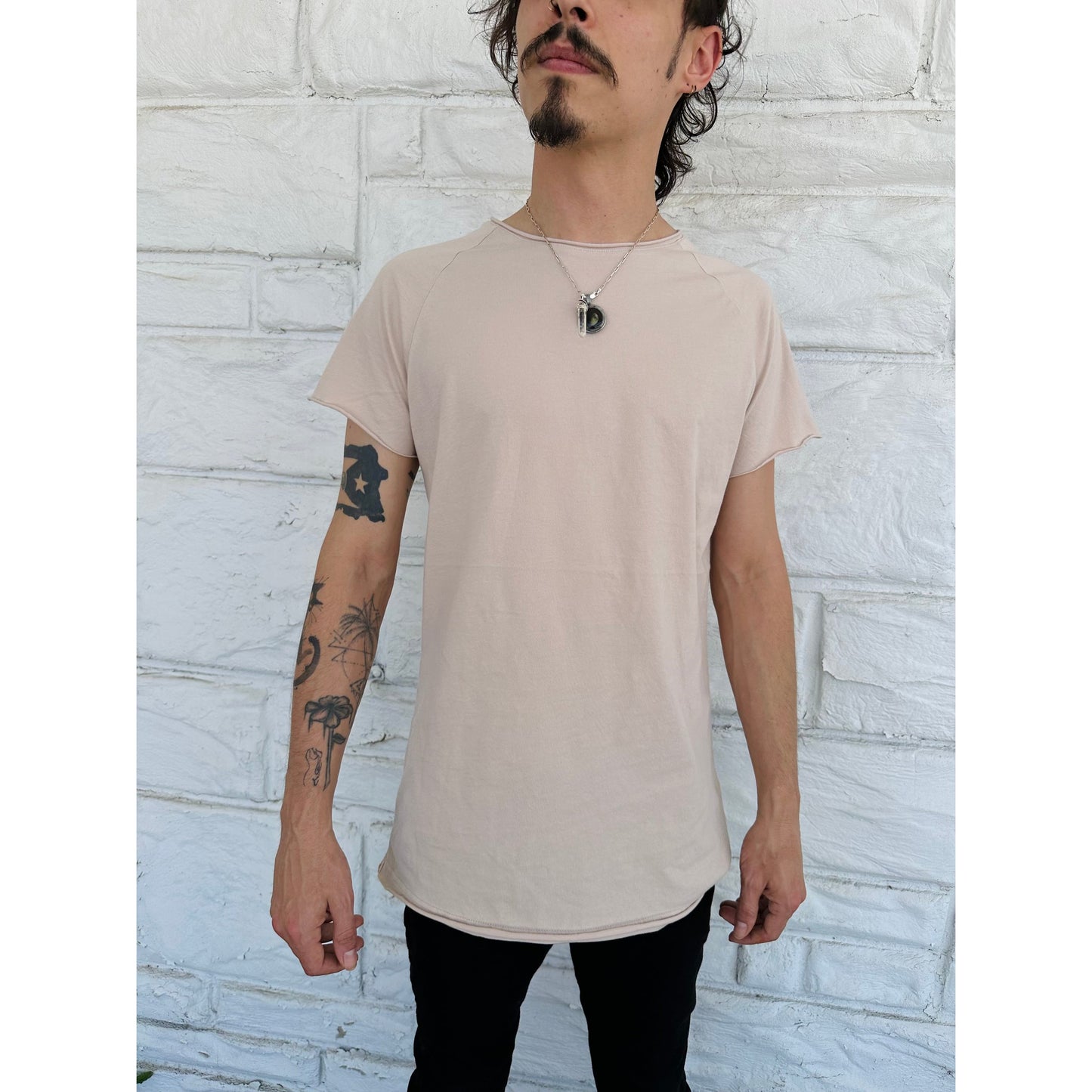 Beige Raw Neck