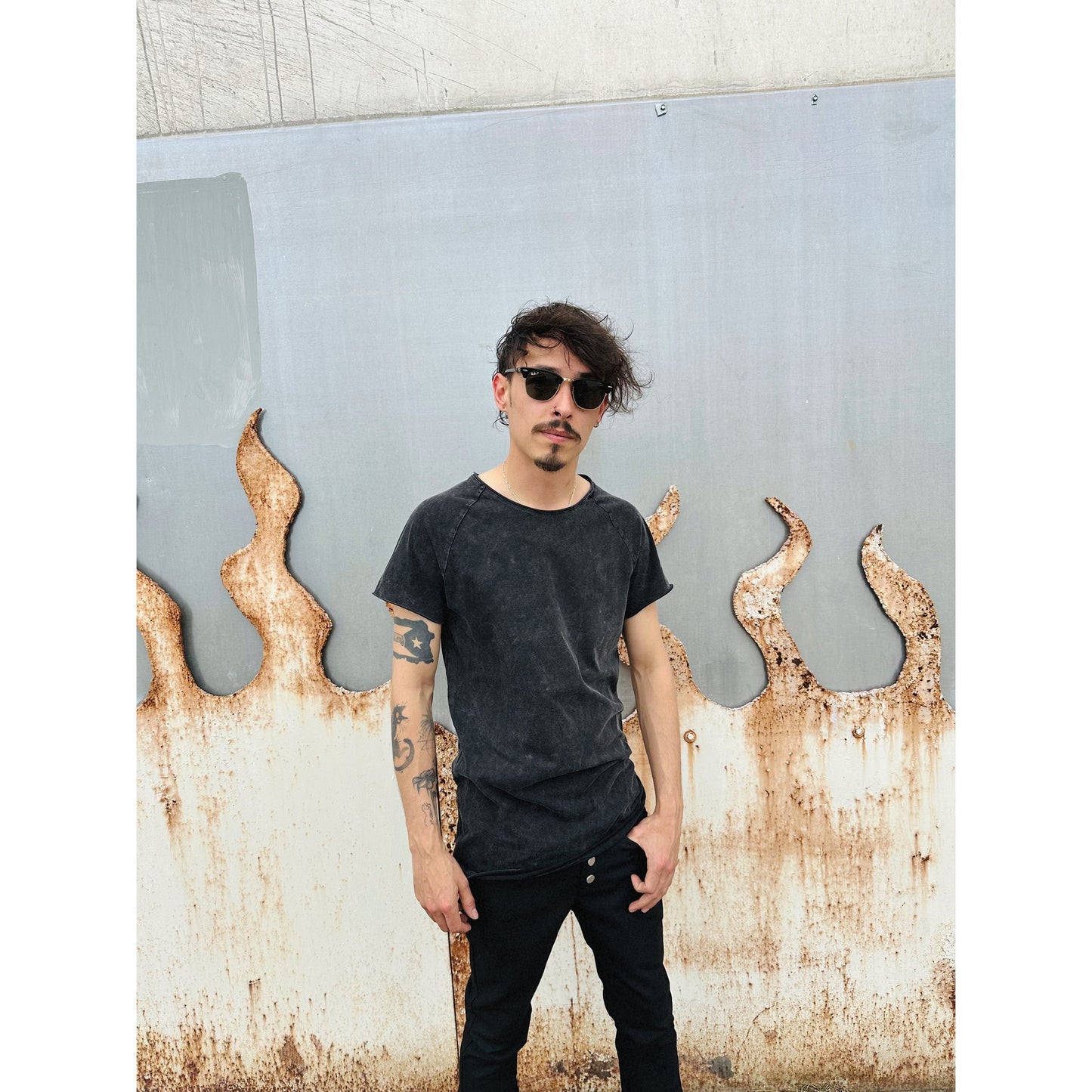 Vintage Black Raw Neck