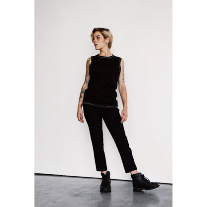 Distressed Sleeveless Raw Neck