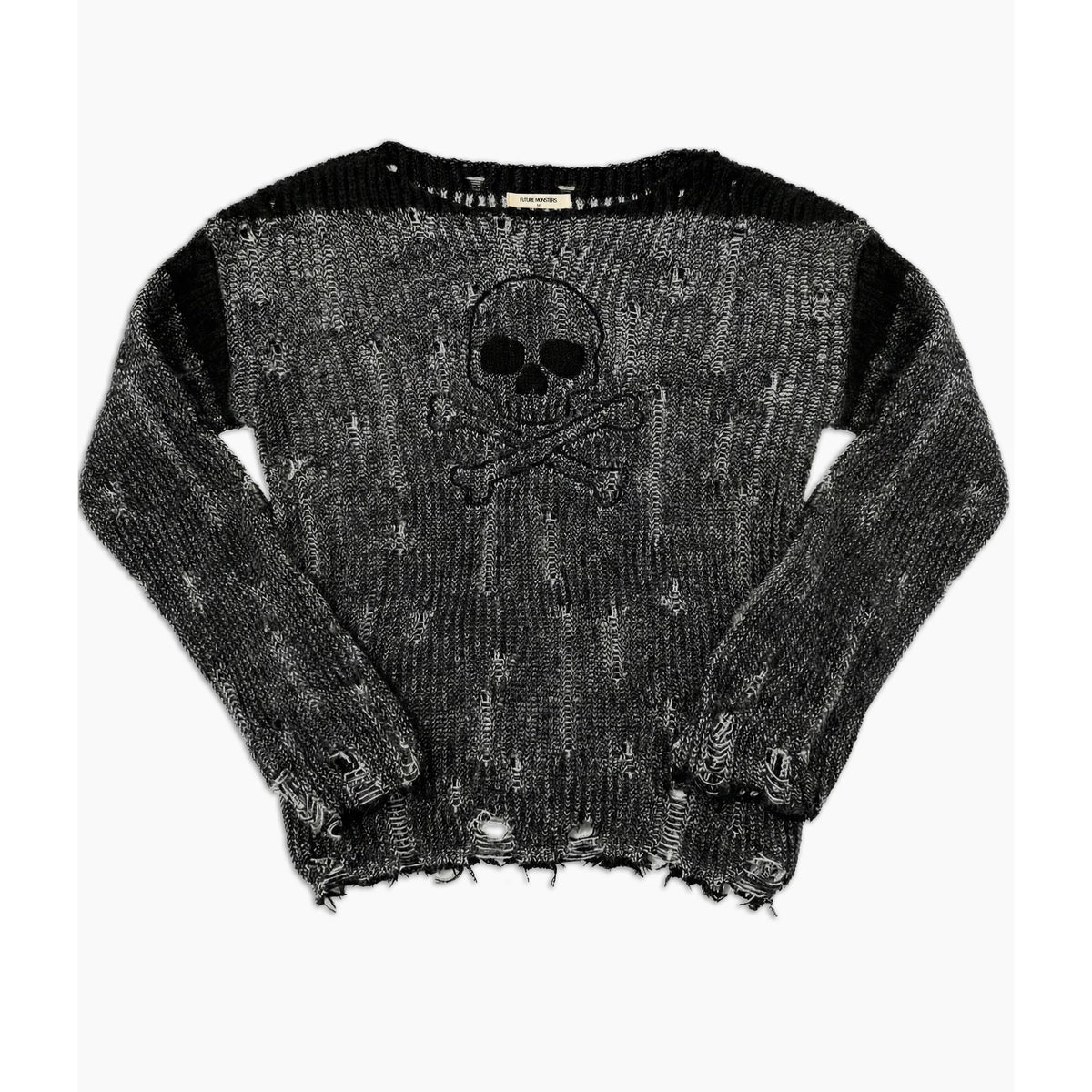 Memento Distressed Knit — Skull Punk Goth Sweater | Future Monsters
