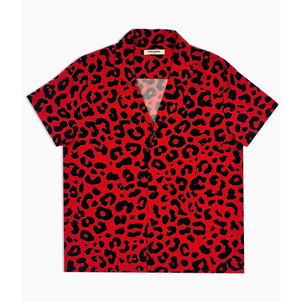 Red Leopard Button-Up