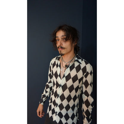 Harlequin Chiffon Button-Up