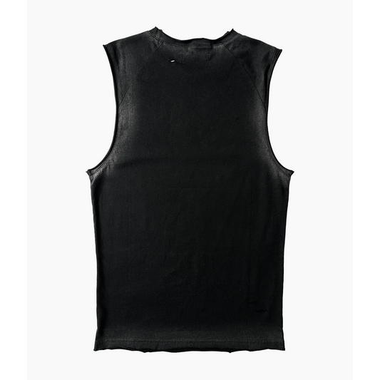 Distressed Sleeveless Raw Neck