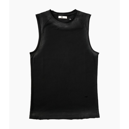 Distressed Sleeveless Raw Neck